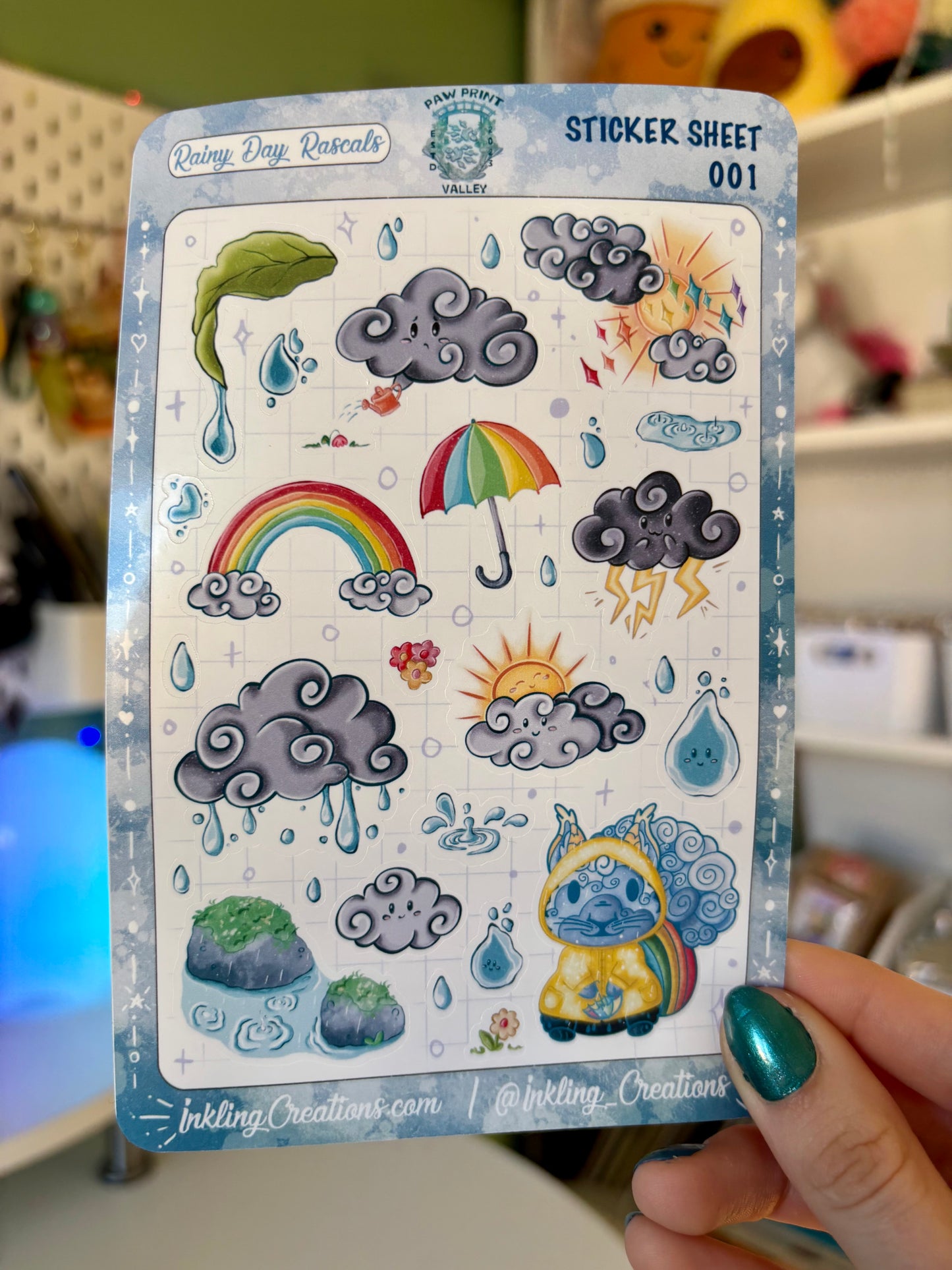 001 Rainy Day Rascals Sticker Sheet | Let the Raindrops Sparkle in Your Life! 🌧️🐿️