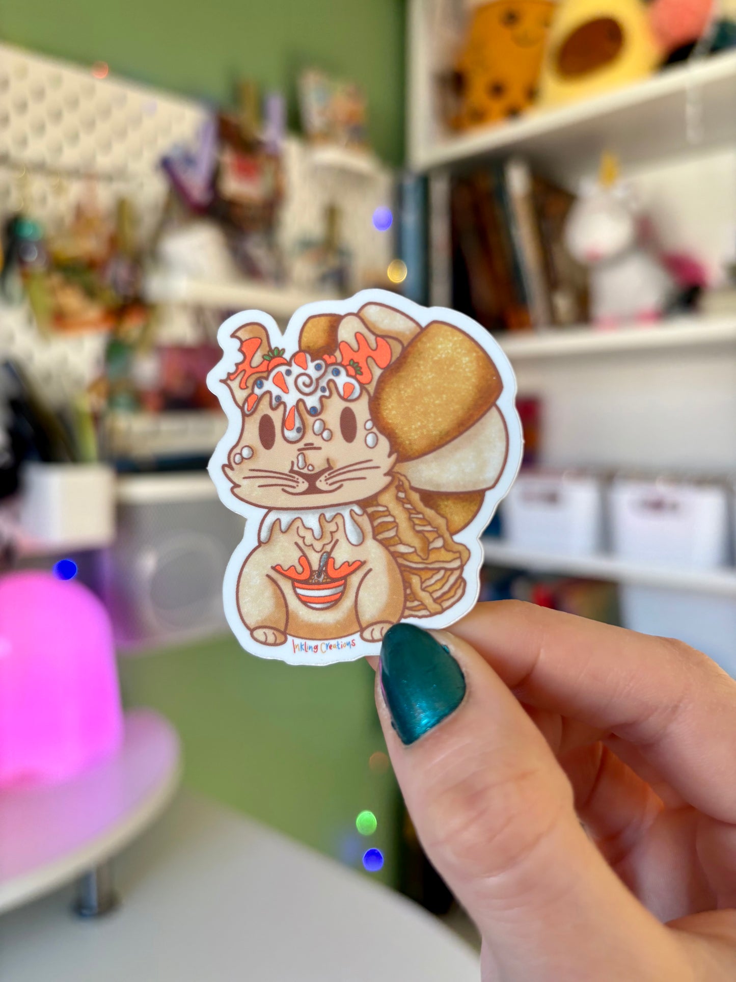 Maple the Breakfast Squirrel Sticker | Morning Magic with a Pearlescent Twist! 🥐✨