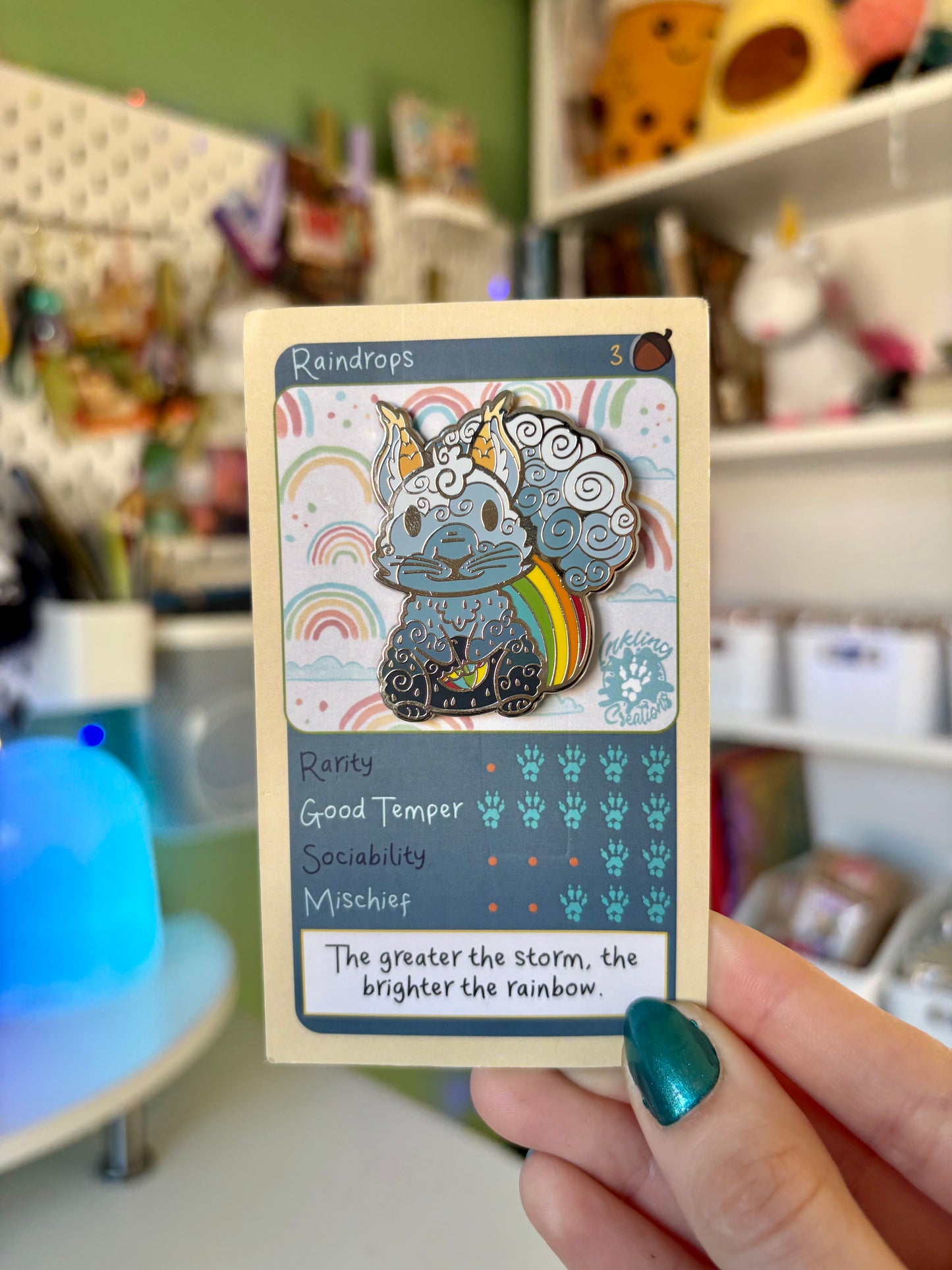 Skye the Raindrops Squirrel Enamel Pin | Bring the Magic of Raindrops Everywhere 🌧️✨